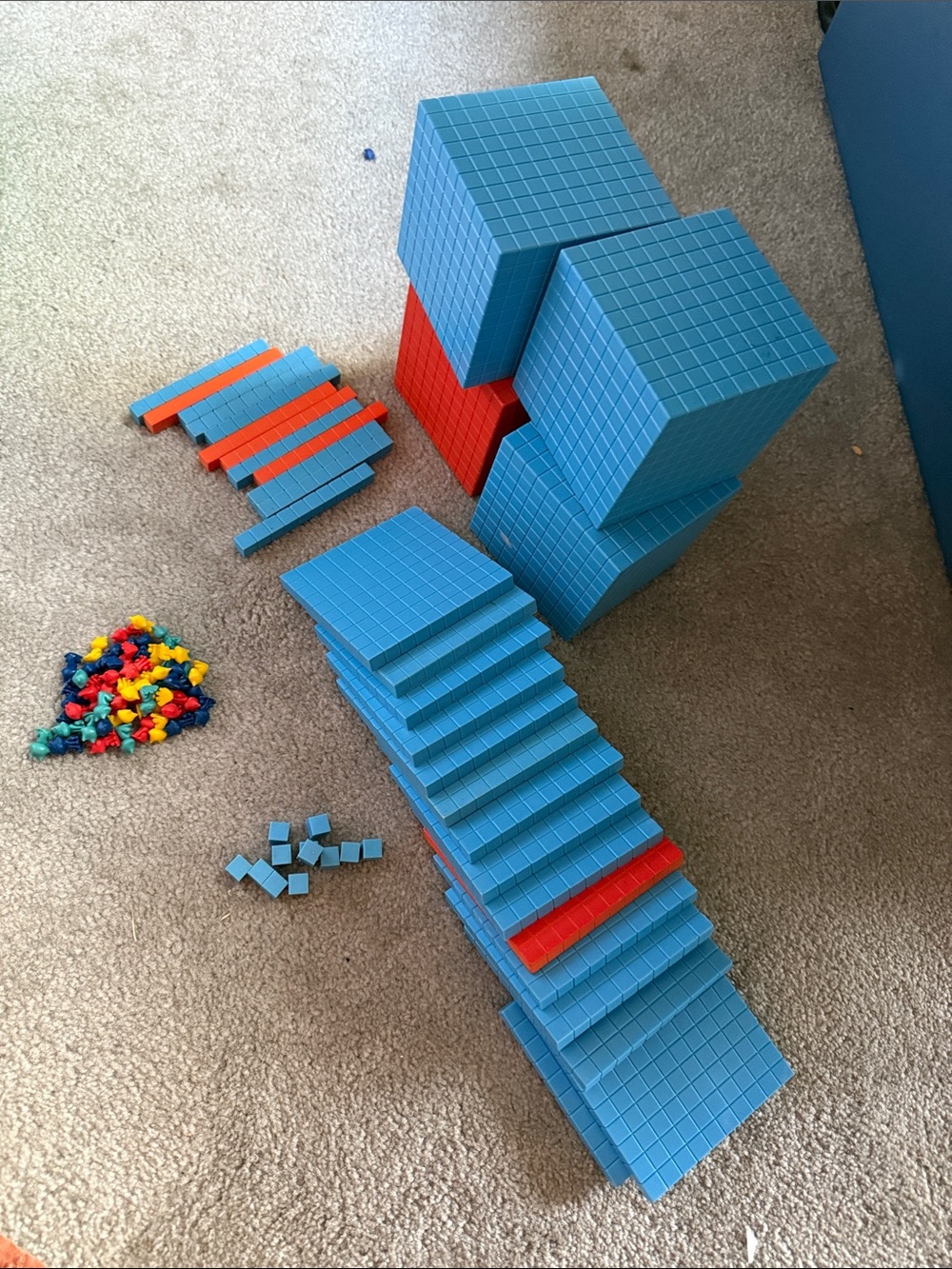 Place Value Base Ten Blocks Set — Blue and Red